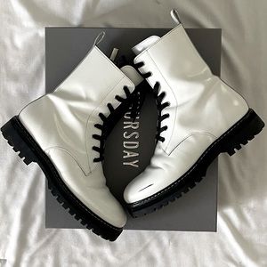 Thursday Boot Company Combat Boot White Leather WM Size 8